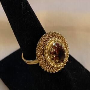 Vintage Sarah Coventry "Festive" vintage gold-tone mesh topaz (amber) rhinestone
